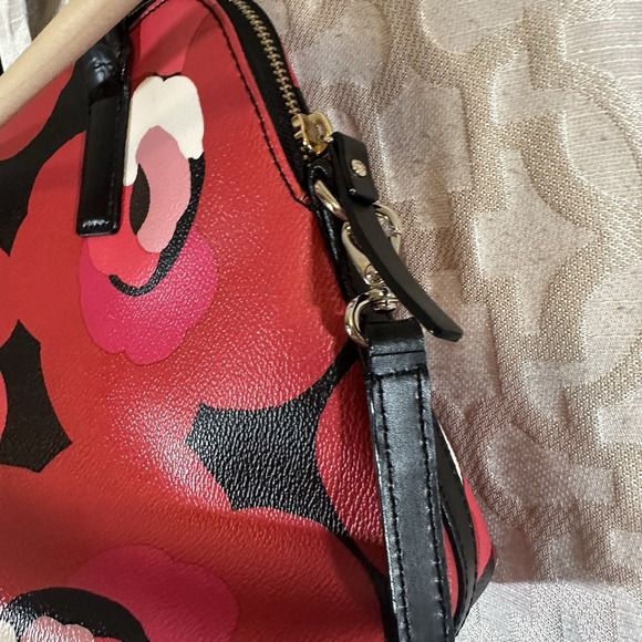 Kate Spade Ellison Avenue Satchel Bag Zip Purse Deco Rose Orient Red Floral EUC - Picture 6 of 12